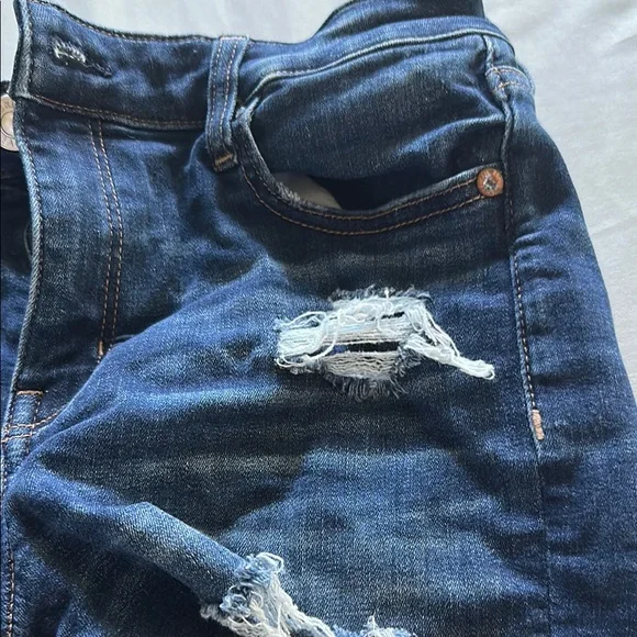 American Eagle Outfitters Blue Distressed Jean Shorts - Picture 3 of 6